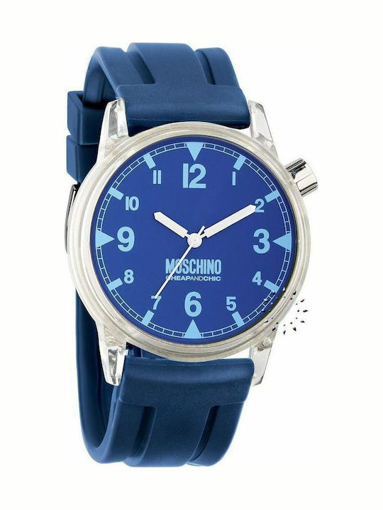 Moschino Γυναικείο Ρολόι Μπαταρίας με Μπλε / Μπλε Καουτσούκ Λουράκι