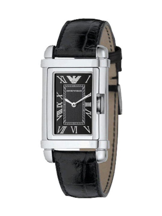 Emporio Armani AR0257 Watch Battery with Black Leather Strap AR0257