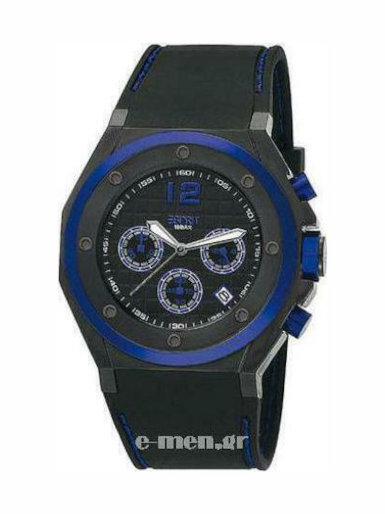Esprit Ceas Barbati 45mm Baterie cu Culoare Neagră Cauciuc Brățară