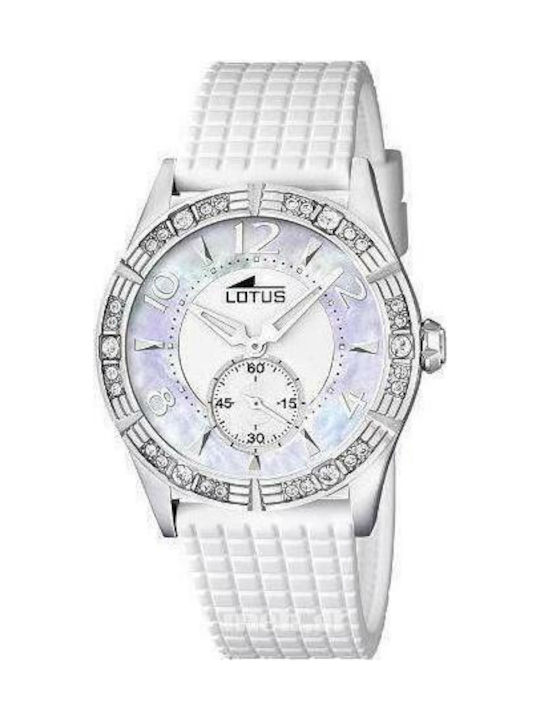 Lotus Watches Ceas de Damă cu Alb Curea din Cauciuc