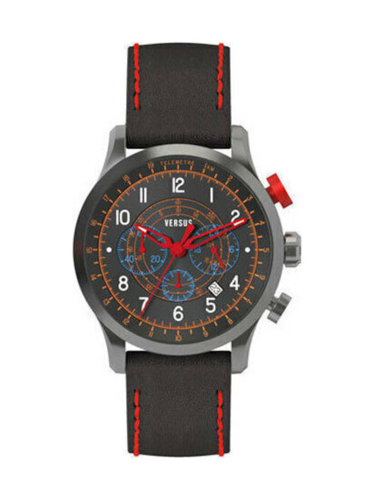 Versus by Versace 3C7300 Ceas Barbati 44mm Cronograf Baterie cu Curea din Piele Neagră