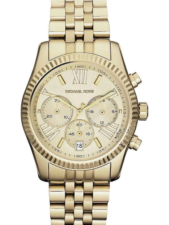 Michael Kors Lexington Women's Watch Chronograph with Gold Metal Bracelet