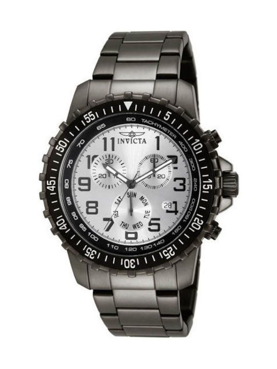 Invicta Watch Chronograph Battery with Black Metal Bracelet