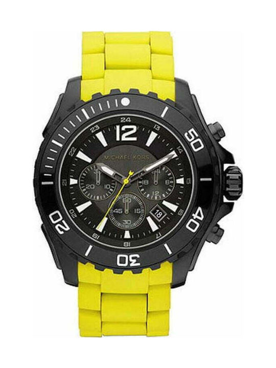 Michael Kors Drake Watch Chronograph Battery with Yellow Rubber Strap