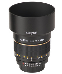 Samyang Пълен кадър Камерен Обектив 85mm f/1.4 IF UMC Asph (AE) Телефото за Никон Ф Монтаж Черен