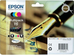 Epson 16 Pachet de 4 cartușe de cerneală pentru imprimante InkJet Galben / Cyan / Magenta / Negru (C13T16264010 C13T16264012)