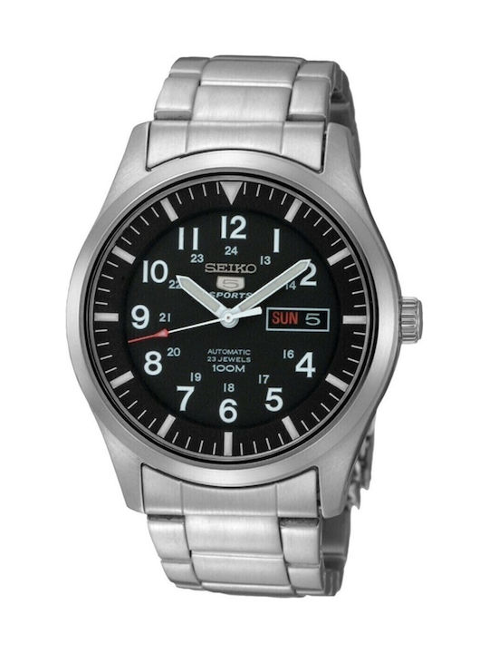 Seiko 5 Men's Watch 45mm Automatic with Silver Metal Bracelet