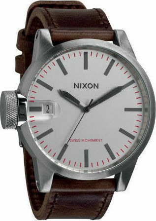 Nixon men's leather watch sales