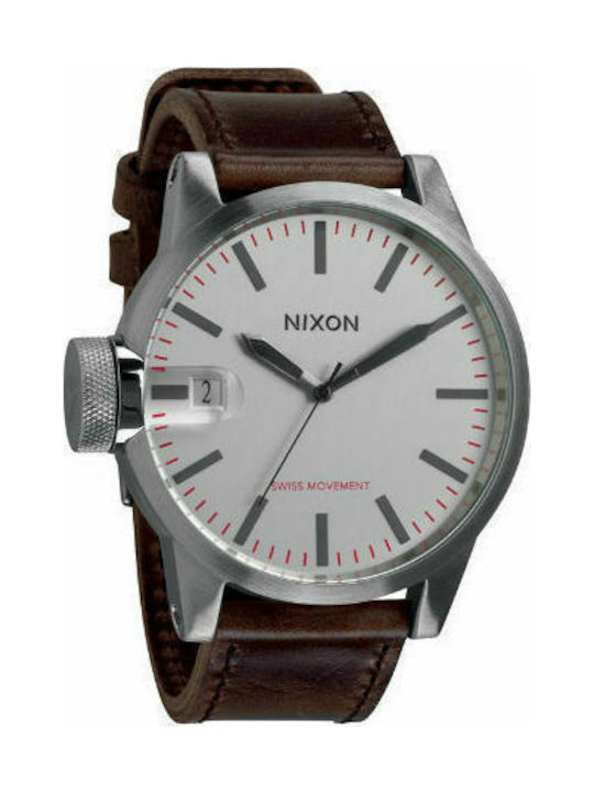Nixon men's leather watch sales