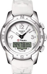 Tissot T-Touch II Titanium Ladies Diamonds White Rubber Strap