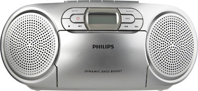 Philips Φορητό Ηχοσύστημα /12 με CD / Casetă / Radio σε Argint Χρώμα