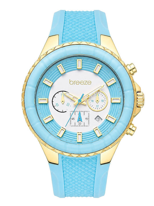 Women's Watch 47mm Chronograph Battery with Blue Rubber Strap