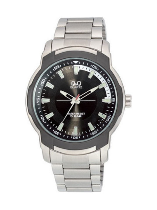 Q&Q Watch Battery with Silver Metal Bracelet Q746-202t