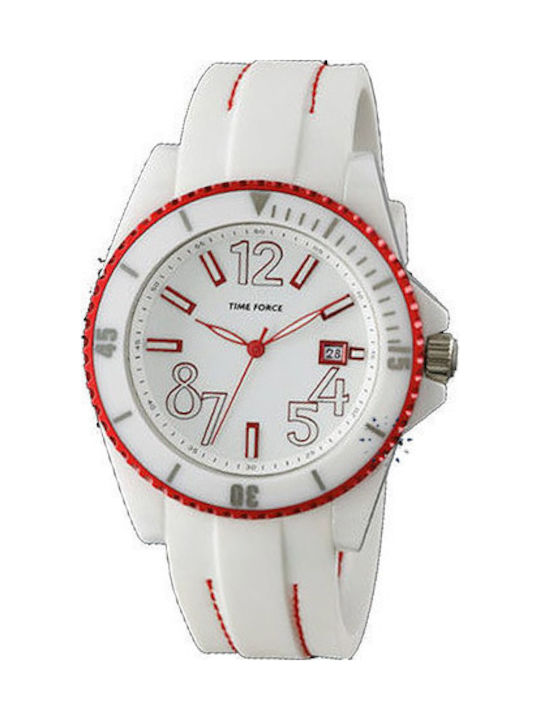 Time Force Watch with White Rubber Strap