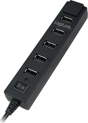 LogiLink USB 2.0 7 Port Hub with USB-A Connection and External Power Supply (UA0124)