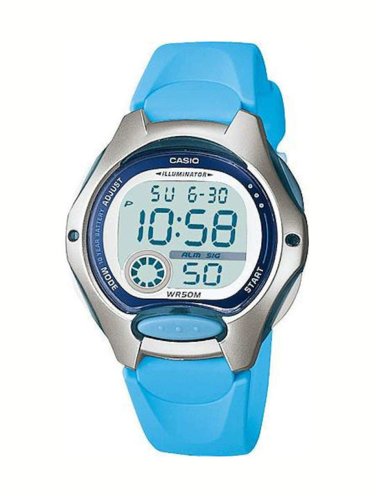 Casio Digital Women's Watch with Light Blue Rub...