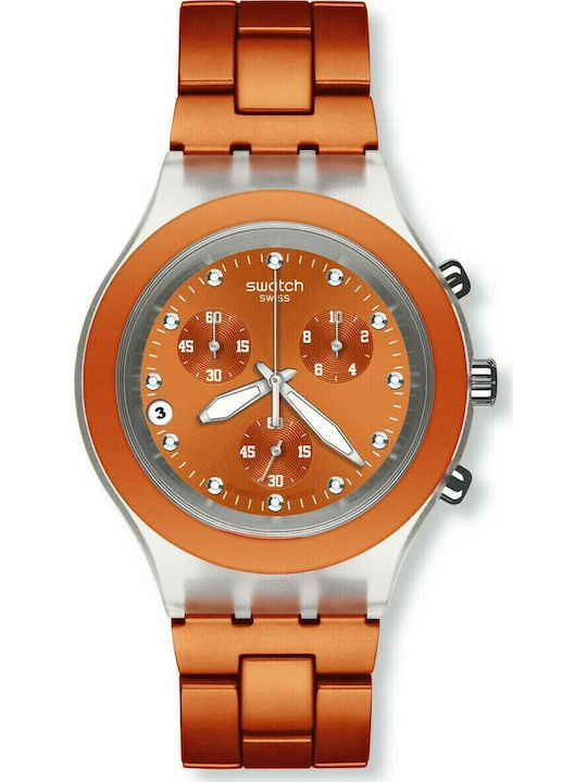 Swatch Swatch Womens Watch Chronograph Battery With Orange Steel Bracelet