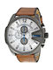 Diesel Watch Chronograph Battery with Brown Leather Strap