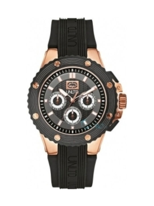 Marc Ecko Uhr Chronograph Batterie mit Schwarz Kautschukarmband E18580G1