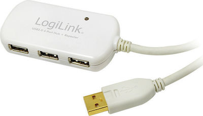 LogiLink USB 2.0 Hub 4 Θυρών με σύνδεση USB-A Λευκό