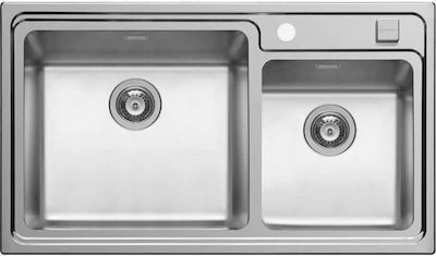 Pyramis Studio 2B Ένθετος Νεροχύτης Inox Σατινέ Μ86xΠ50cm Ασημί