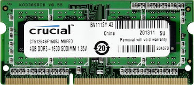 Crucial 4GB DDR3 RAM mit Geschwindigkeit 1600 für Laptop