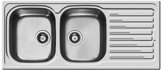 Pyramis Amaltia 2B 1D 107118201 Drop-In Sink Inox Satin W116xD50cm Silver
