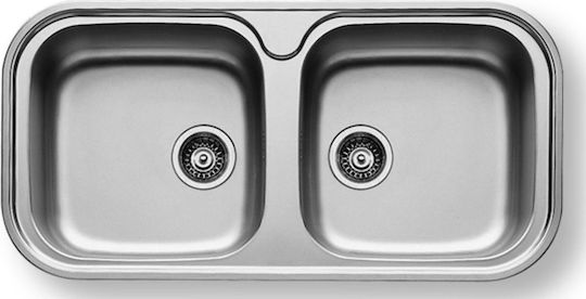 Pyramis Jumbo Twin 2B 108718201 Drop-In Spüle Inox Satiniert B96xT48cm Silber