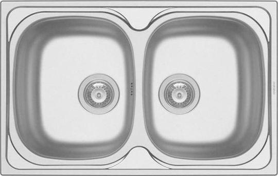 Pyramis Sparta 2B 100132801 Drop-In Sink Inox Satin W79xD50cm Silver