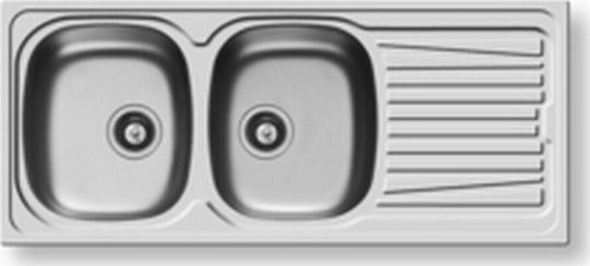 Pyramis Sparta 2B 1D 100129901 Drop-In Sink Inox Satin W116xD50cm Silver