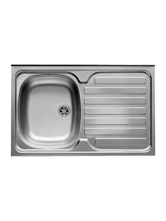 Pyramis International 1B 1D Vessel Kitchen Inox Satin Sink L80xW50cm Silver