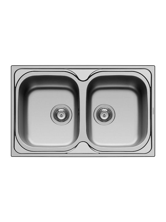 Maidtec Coventry 2B 107139901 Drop-In Sink Inox Satin W79xD50cm Silver