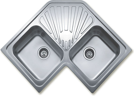 Teka Angular 2C 1E Ένθετος Γωνιακός Inox Σατινέ Μ83xΠ50cm Ασημί