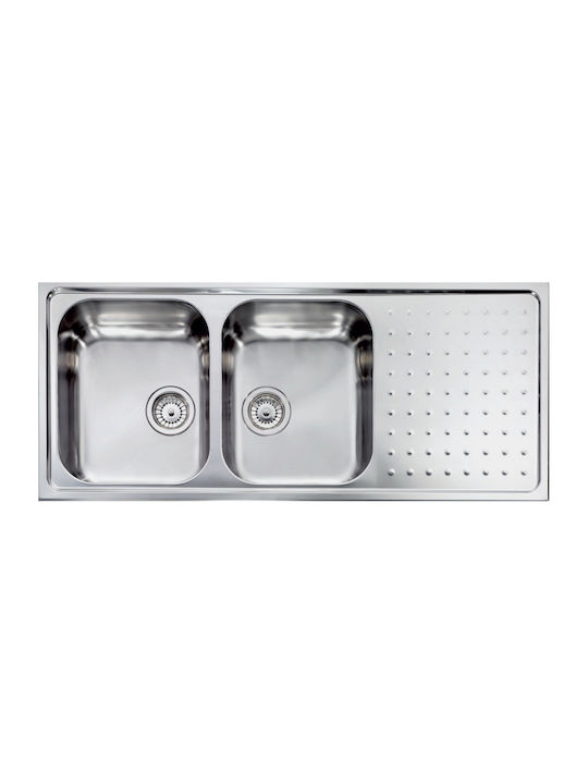 Sanitec Punto Plus Drop-In Sink Left Inox Satin W116xD50cm Silver