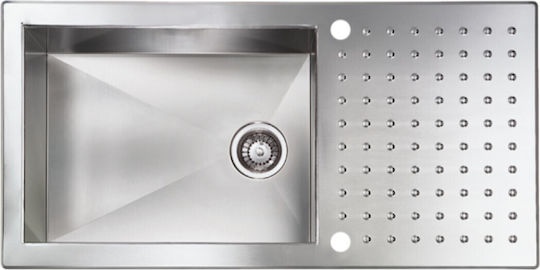 Sanitec Punto Quadra Drop-In Kitchen Sink Inox Satin Finish Silver M100xP50cm
