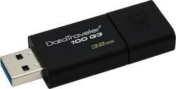 Kingston DataTraveler 100 G3 32GB USB 3.0 Stick Μαύρο