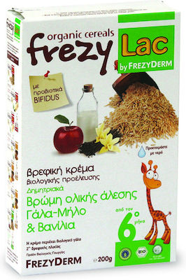 Frezyderm Φρουτόκρεμα Βρώμη Ολικής Άλεσης Γάλα, Μήλο & Βανίλια για 6m+ 200gr