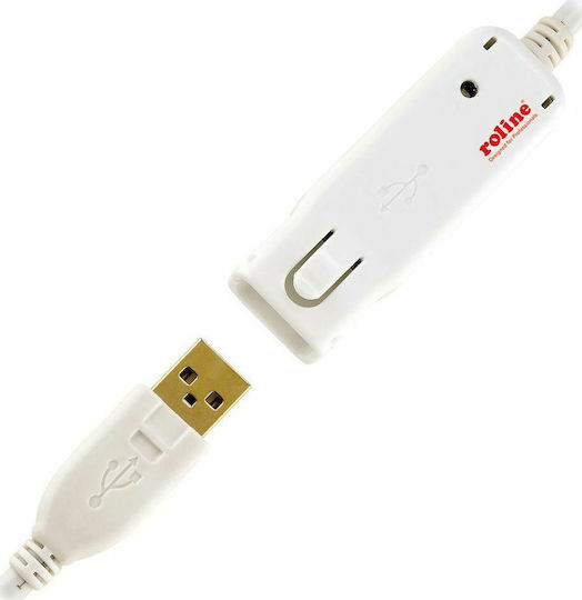 Roline 12m USB 2.0 Cable A-Male to A-Female White (12.04.1086)