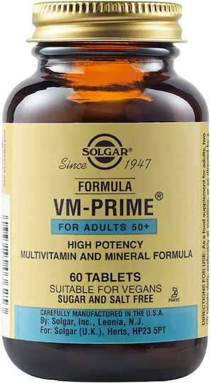 Solgar Formula Vm-Prime Πολυβιταμίνη για Ενέργεια, Ενίσχυση του Ανοσοποιητικού & τα Μαλλιά κατάλληλη για ενήλικες 50+ 60 ταμπλέτες