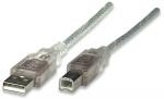 Manhattan 333405 USB 2.0 USB-A мъжки към USB-B мъжки Сребрист 1.8м