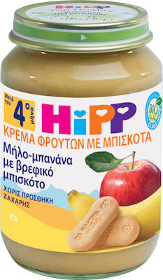 Hipp Cremă de fructe Apple & Banana with Biscuits pentru 4m+ 190gr