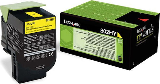 Lexmark 802HY Original Toner Laser Printer Yellow High Yield Extra High Yield 3000 Pages (80C2HY0)