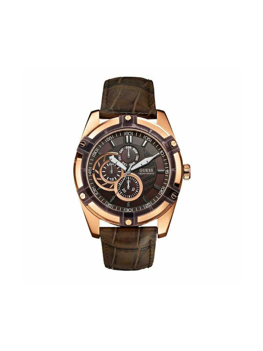 Guess Uhr Batterie mit Braun Lederarmband