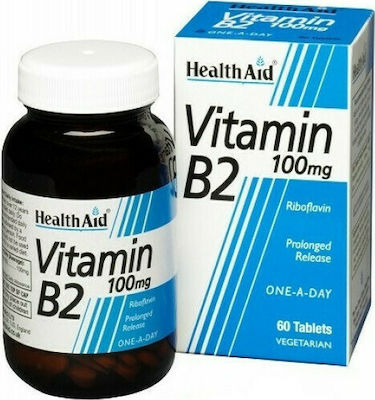 Health Aid B2 Vitamin für die Gesundheit des Nervensystems 100mg 60 Registerkarten