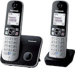 Panasonic KX-TG6812 Duo Ασύρματο Τηλέφωνο Duo με Aνοιχτή Aκρόαση Μαύρο