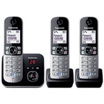 Panasonic KX-TG6823 Trio Cordless Phone (3-Pack) with Speaker Black