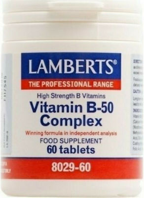 Lamberts Vitamin B-50 Complex Vitamin für Energie, Stärkung des Immunsystems & das Nervensystem 60 Registerkarten