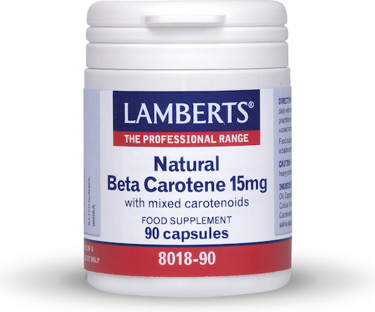 Lamberts Beta Carotene Βιταμίνη για τα Μαλλιά, τo Δέρμα & Αντιοξειδωτική δράση 15mg 90 κάψουλες