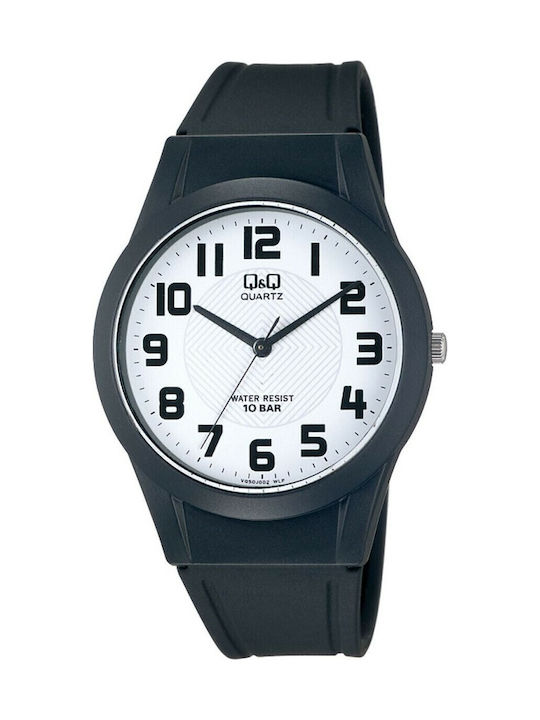 Q&Q Herrenuhr 37mm Batterie mit Schwarz Kautschukarmband