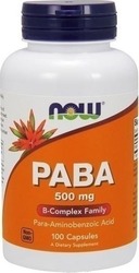 Now Foods PABA Vitamin for Energy, Immune System Boost, Hair, Skin & Nails 500mg 100 caps